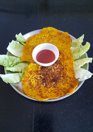 A picture of Cabbage omelette eggless.