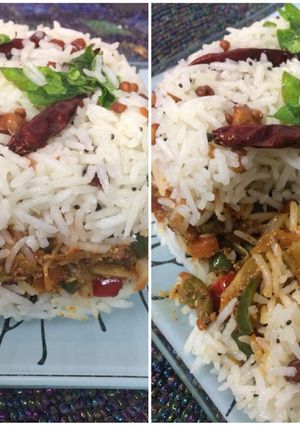 A picture of South Indian coconut Biryani.