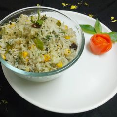 A picture of Corn spinach rice.