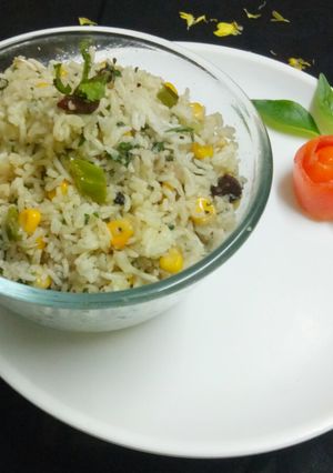 A picture of Corn spinach rice.