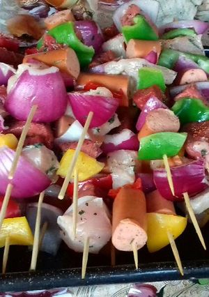 Una foto de Brochettas a la parrilla