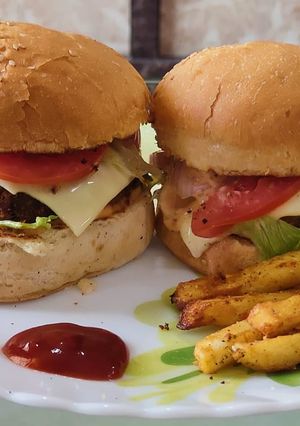 A picture of Veg Aloo Tikki Burger.