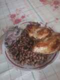 Frejol castilla con pollo ala plancha