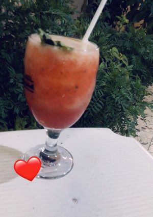 صورة لوصفة عصير البطيخ والشمام مع نعنع 😋