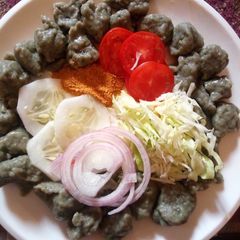 A picture of Danwake with cabbages and chilli.