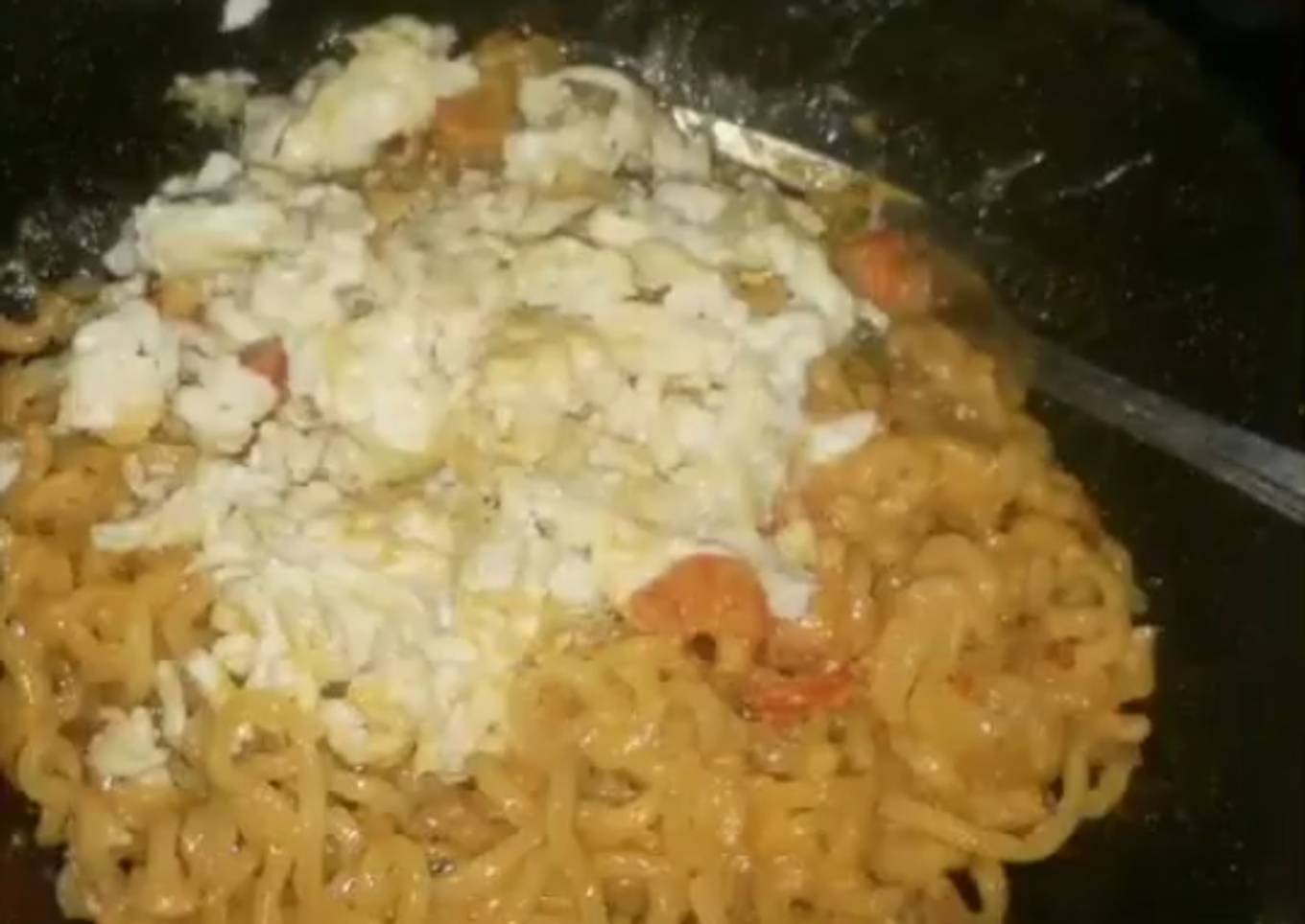 Indomie geprek carbonara + orak arik putih telur