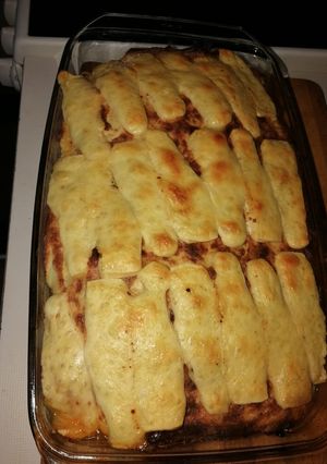 Tócsnis rakott karfiol zúza pörkölttel recept fotója