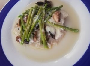Una foto de Filete al champiñón con queso gratinado