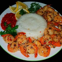A picture of Mike's Spicy Garlic Shrimp & Jasmine Rice.