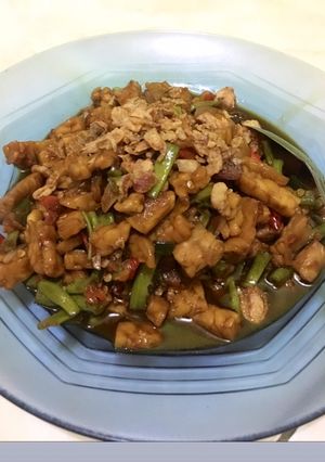 Foto resep Oseng tempe kacang panjang pedas 🔥