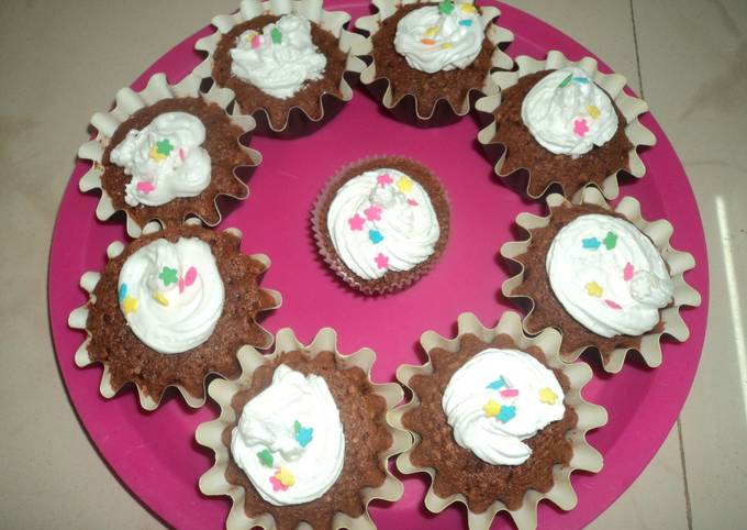 Chocolate Velvet Cupcake with whipping cream frosting recipe main photo