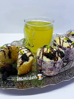 عکسی از دستور کاپ کیک توت سیاه (بدون فر)🥰
