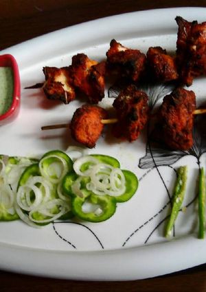 A picture of Red grill chicken.