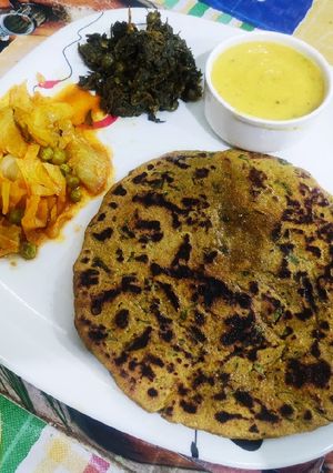 A picture of Green onions bajra paratha.