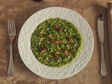 Risoni risottati con Guanciale e Pesto di bietole e Fagiolini