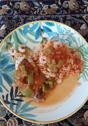 Une photo de Jambalaya de poulet dietetique inspiré de cookidoo de thermomix, revue par MARIE-THE