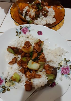 Foto resep Nasi ayam cah jamur 🍄