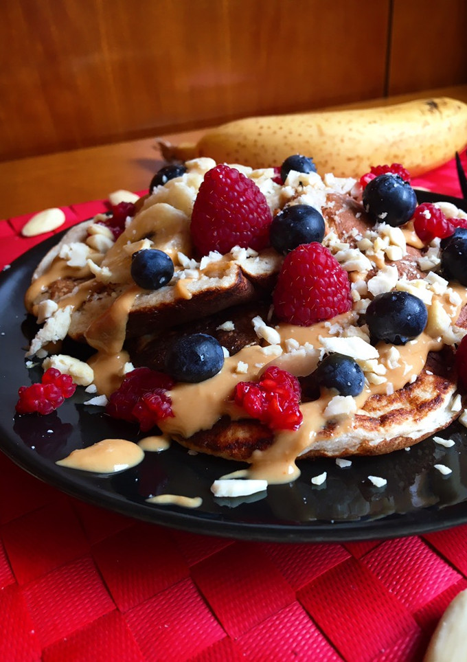 Una foto de Tortitas fit de plátano y almendra