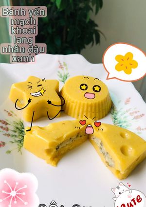 Hình của món Bánh yến mạch khoai lang nhân đậu xanh.