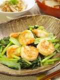Juicy Shrimp and Komatsuna Garlic Salt Stir-Fry
