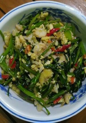 Foto resep Cah kangkung orak arik telur dan udang