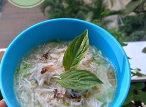 Hình của món Ăn dặm- mì cải xoăn thịt cua xào tỏi.