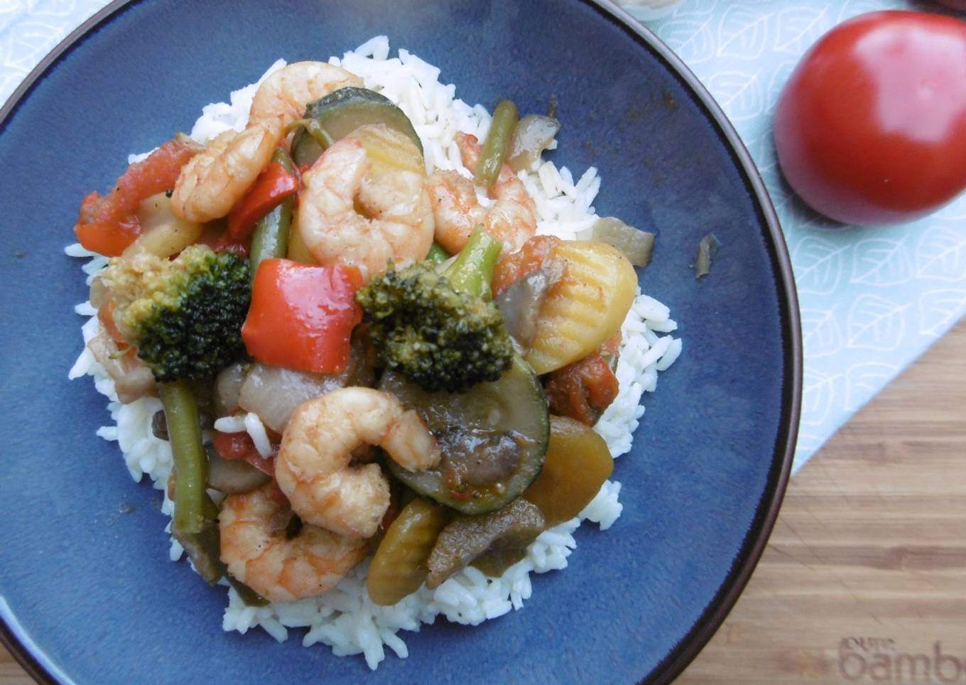 Stir – Fry Shrimps & Veggies with Rice (Laxanika me Garides kai Ryzi)