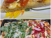 Una foto de pizza con soda