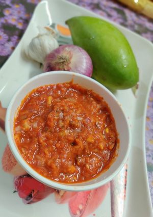 A picture of Mango Onion Chutney in Traditional way.