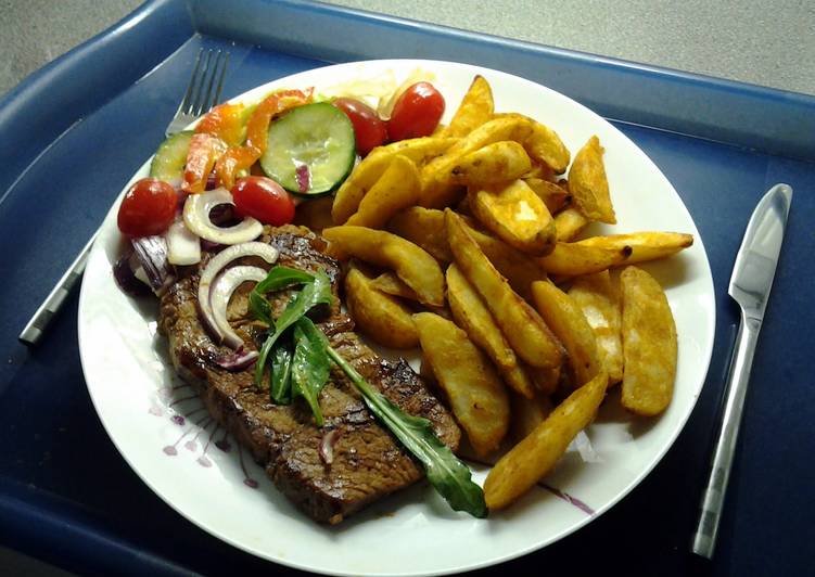 Recipe of Any-night-of-the-week Chargrilled Steak &amp; Spicy Wedges