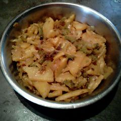 A picture of Potatoes and bitter gourd roast.