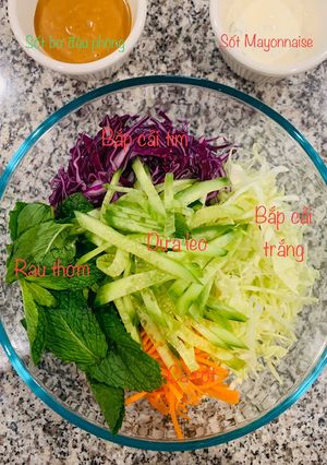 Hình của món Salad sốt Bơ đậu phộng và sốt Mayonnaise.