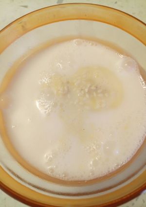 A picture of Bananas in coconut milk.