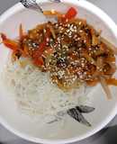 Fideos de arroz con verduras