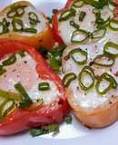 Aros de Morrón con Huevo  en La Planchetta con Tapa