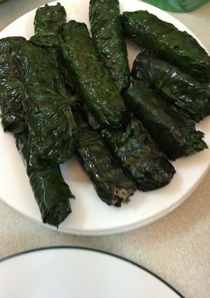 A picture of Vietnamese Beef Wrapped in Betel Leaves (Thịt bò cuốn lá lốt) from Long An.