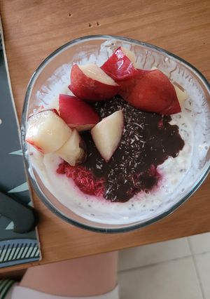 Une photo de Overnight oats framboise chocolat healthy