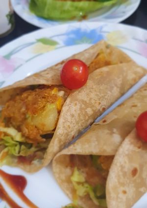 A picture of Veggie kebab franky.