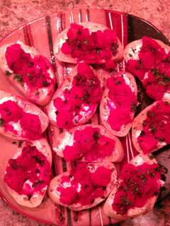 A picture of Bruschetta with Goat Cheese and Tomatoes.