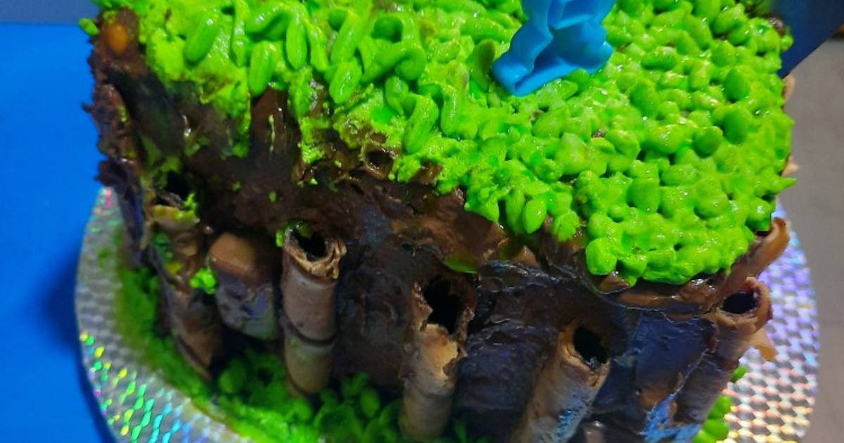 Grass-Themed Chocolate Birthday Cake 🎂 (Long Recipe) Recipe by ... - Photo