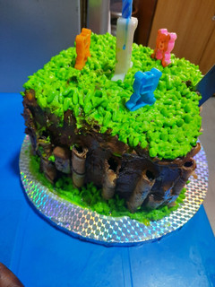 A picture of Grass-Themed Chocolate Birthday Cake 🎂 (Long Recipe).