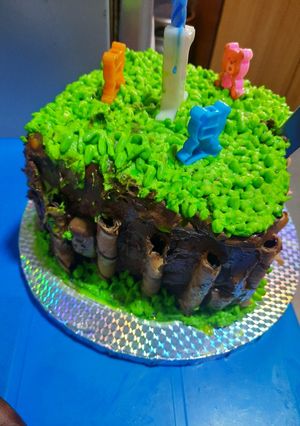 A picture of Grass-Themed Chocolate Birthday Cake 🎂 (Long Recipe).