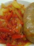 Chorizos a la sidra entomatados