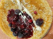 Una foto de pancakes con harina integral