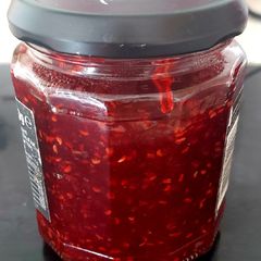 A picture of My Pot of Raspberry Jam.
