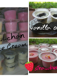 Foto resep es krim vanilla oreo dan strawberry