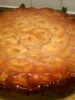 A picture of Upside down Caramel Banana Cake.