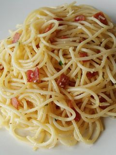 Foto resep Spaghetti Aglio Olio Smoked Beef