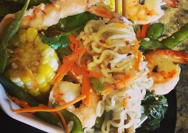 Easiest Way to Make Homemade Spicy Shrimp Ramen Bowl