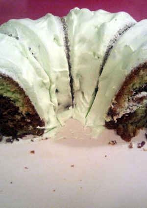 A picture of Pistachio marble bundt cake.